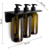 Gedy GROUPER trojitý dávkovač tekutého mýdla na zavěšení, 3x500ml, hnědá 2160