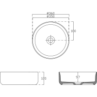 Isvea INFINITY ROUND keramické umyvadlo na desku, průměr 36cm, černá mat 10NF65036-2N