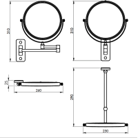 Gedy GAIA kosmetické zrcátko závěsné, Ø 180mm, oboustranné, chrom CO202413
