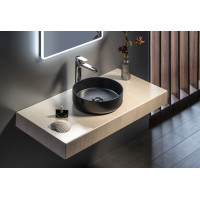 Isvea INFINITY ROUND keramické umyvadlo na desku, průměr 36cm, černá mat 10NF65036-2N