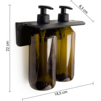 Gedy GROUPER dvojitý dávkovač tekutého mýdla na zavěšení, 2x500ml, hnědá 2159