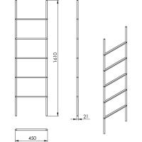 Gedy KENTA sušák ručníků na opření 450x1610x21mm, černá/bambus 303141