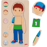 Goki Dřevěné puzzle Lidské tělo - kluk