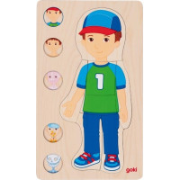 Goki Dřevěné puzzle Lidské tělo - kluk