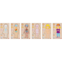 Goki Dřevěné puzzle lidské tělo - holka