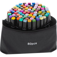 KIK Oboustranné lihové fixy v kufříku 80ks