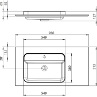 Sapho BRAHEA umyvadlo 96, 6x51, 5cm, rockstone, levé, bílá mat BT097L