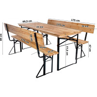 Pivní zahradní set PORTER - stůl + 2 lavice
