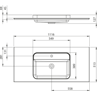 Sapho BRAHEA umyvadlo 111, 6x51, 5cm, rockstone, bílá mat BT112