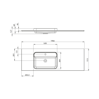 Sapho BRAHEA umyvadlo 146, 6x51, 5cm, rockstone, levé, bílá mat BT147L