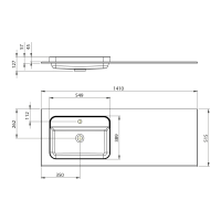 Sapho BRAHEA umyvadlo 141x51, 5cm (70+70cm), levé, bílá mat BL141L