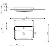 Sapho BRAHEA umyvadlo 101x51, 5cm, (80+20cm) levé, bílá mat BL101-80L