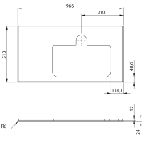 Sapho BRAHEA deska rockstone s otvorem 96, 6x51, 5cm, pravá, bílá mat BT097-0101-R