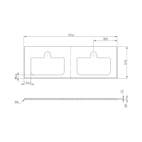 Sapho BRAHEA deska rockstone se 2 otvory 151, 6x51, 5cm, bílá mat BT152-0101