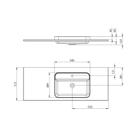 Sapho BRAHEA umyvadlo 131, 6x51, 5cm, rockstone, pravé, bílá mat BT132R