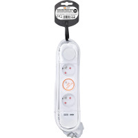 Solight 3z prodlužovací přívod s USB A+C nabíječkou 2.4A, 2m, 3 x 1mm2, bílý, vypínač