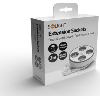 Solight 4z prodlužovací přívod, 2m, 3 x 1mm2, bílý, vypínač