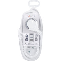 Solight 2z + USB A+C 17W, cestovní prodlužovací přívod 1.5m, bílý