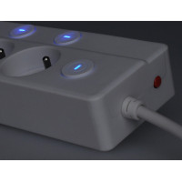 Solight 6z prodlužovací přívod, 3m, 3 x 1mm2, bílý, 6+1 vypínač