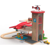 2Kids Toys Dřevěná garáž s vláčkodráhou