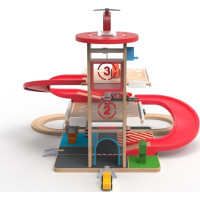 2Kids Toys Dřevěná garáž s vláčkodráhou
