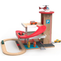 2Kids Toys Dřevěná garáž s vláčkodráhou