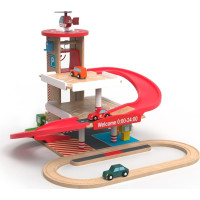 2Kids Toys Dřevěná garáž s vláčkodráhou