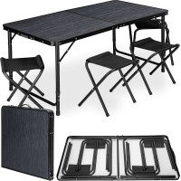 Campingová sestava TRAMP BLACK WOOD 120x60 cm - černá