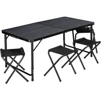 Campingová sestava TRAMP BLACK WOOD 120x60 cm - černá