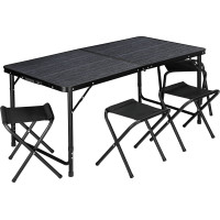 Campingová sestava TRAMP BLACK WOOD 120x60 cm - černá