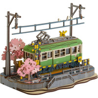 ROBOTIME Rolife DIY Svítící 3D dřevěné puzzle Stanice se sakurami 223 dílků