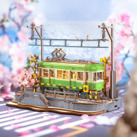 ROBOTIME Rolife DIY Svítící 3D dřevěné puzzle Stanice se sakurami 223 dílků