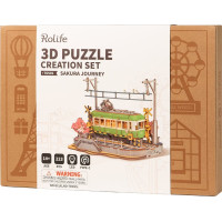 ROBOTIME Rolife DIY Svítící 3D dřevěné puzzle Stanice se sakurami 223 dílků