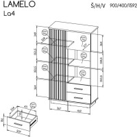 Regál LAMELO LA4 - dub wotan/černý