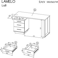 Psací stůl LAMELO LA8 - dub wotan/černý