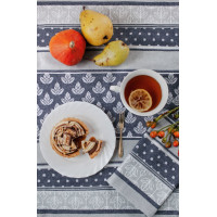 Žakárová kuchyňská utěrka CARINO 004 - 40x60 cm - tmavě modrá/šedá