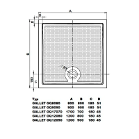 Gelco GALLET sprchová vanička z litého mramoru, čtverec 80x80cm GQ8080