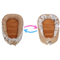 Oboustranné hnízdečko (kokon) pro miminko - BABYMAM PREMIUM set 7v1 - Dobrodružství v džungli se skořicovou minky