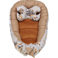 Oboustranné hnízdečko (kokon) pro miminko - BABYMAM PREMIUM set 7v1 - Dobrodružství v džungli se skořicovou minky