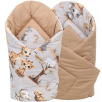 Oboustranné hnízdečko (kokon) pro miminko - BABYMAM PREMIUM set 7v1 - Dobrodružství v džungli se skořicovou minky