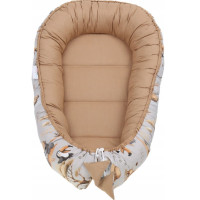 Oboustranné hnízdečko (kokon) pro miminko - BABYMAM PREMIUM set 7v1 - Dobrodružství v džungli se skořicovou minky