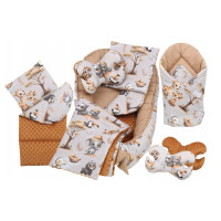 Oboustranné hnízdečko (kokon) pro miminko - BABYMAM PREMIUM set 7v1 - Dobrodružství v džungli se skořicovou minky