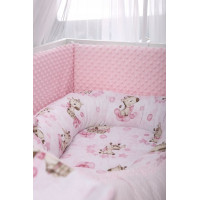 Oboustranné hnízdečko (kokon) pro miminko - BABYMAM PREMIUM set 7v1 - Růžová žirafa se světlerůžovou minky