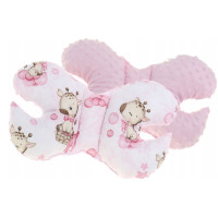 Oboustranné hnízdečko (kokon) pro miminko - BABYMAM PREMIUM set 7v1 - Růžová žirafa se světlerůžovou minky