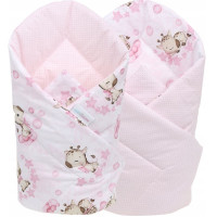 Oboustranné hnízdečko (kokon) pro miminko - BABYMAM PREMIUM set 7v1 - Růžová žirafa se světlerůžovou minky