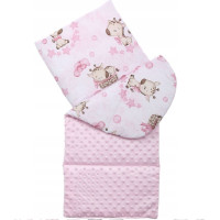 Oboustranné hnízdečko (kokon) pro miminko - BABYMAM PREMIUM set 7v1 - Růžová žirafa se světlerůžovou minky