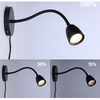 Solight LED nástěnná lampička, stmívatelná, 4W, 280lm, 3000K, černá