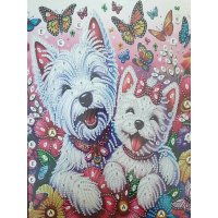 NORIMPEX Diamantové malování na plátně Veselí pejsci 23x30cm