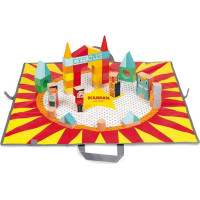 JANOD Dřevěné kostky Kubix Cirkus 60ks se skládací podložkou