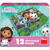 DINO Obrázkové kostky Gábinin kouzelný domek, 12 kostek